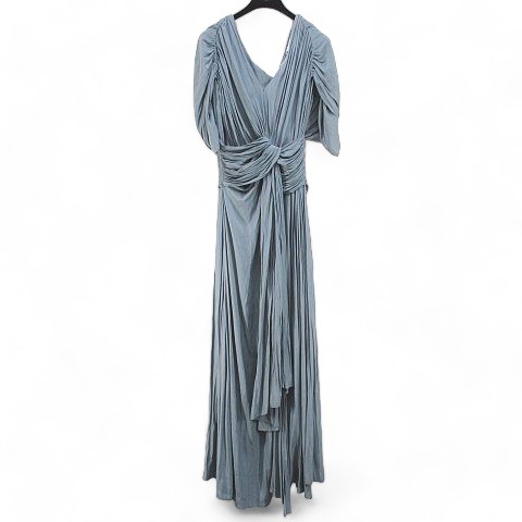中古】未使用品 ランバン LANVIN ドレス 八分袖 ロング丈 フレア 中古】未使用品 ランバン LANVIN ドレス 八分袖 ロング丈 フレア