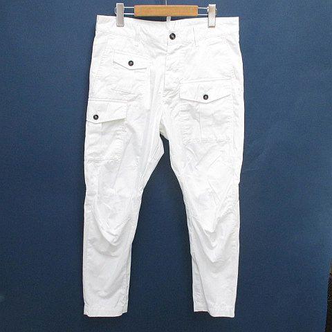 【中古】ディースクエアード DSQUARED2 S74KB0016 S41796 カーゴパンツ ロング丈 ボタンフライ 46 白系 ホワイト の通販は 5,005円