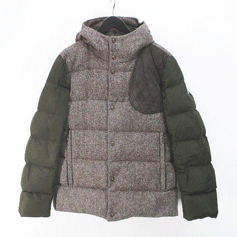 【中古】モンクレール MONCLER GAMME BLEU ダウンジャケット 1 茶系 ブラウン ジップアップ スナップボタン フードの通販は