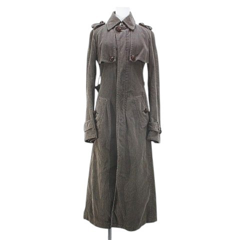 【中古】ディースクエアード DSQUARED2 ロングコート 42 茶系 ブラウン コーデュロイ ダブルジップ ボタン 裏地の通販は