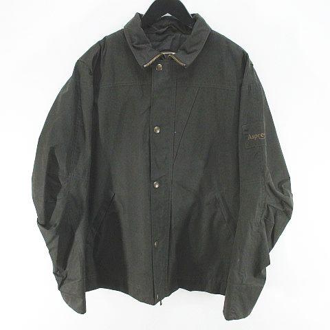 【中古】アスプレイ ASPREY オイルジャケット カシミヤ混 M 緑系 グリーン イタリア製 ジップアップ ライナー ロゴ の通販は