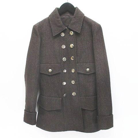 【中古】ルイヴィトン LOUIS VUITTON セットアップ パンツスーツ 上下 ダブル ジャケット ロング丈 パンツ 34 茶系 42,000円