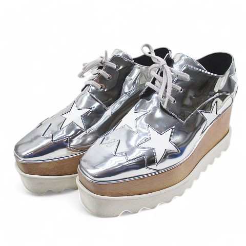 【中古】ステラマッカートニー STELLA McCARTNEY プラットホームスターシューズ 363998 36 シルバー イタリア製の通販は