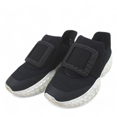 【中古】ロジェヴィヴィエ ROGER VIVIER VIV RUNスクエアバックルスニーカー 35 ブラック 黒系 イタリア製 レディースの通販は 23,532円