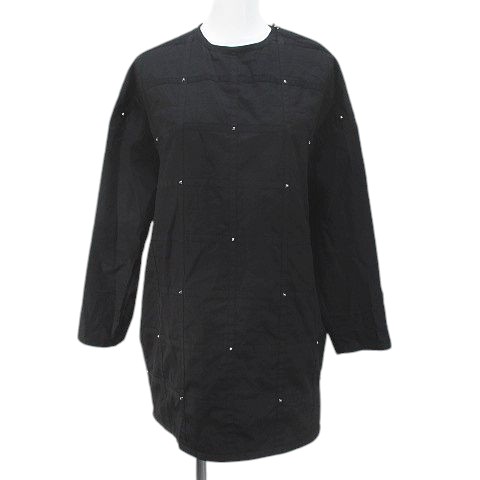 【中古】エルメス HERMES 長袖 ブラウス カットソー 34 黒系 ブラック スタッズ プルオーバー 綿 コットン イタリア製の通販は