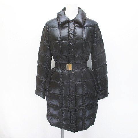 【中古】マックスマーラステュディオ Max Mara Studio 64860723070 ミドル丈 ダウン コート 38 黒系 ブラック ベルト の通販は 8,496円