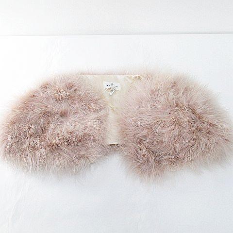 【中古】未使用品 ランバンオンブルー LANVIN en Bleu 毛皮 ファー ティペット ショール 38 ベージュ系 裏地 タグ付きの通販は 7,300円