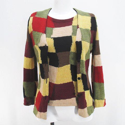 【中古】シビラ SYBILLA アンサンブルニット ツインニット M マルチカラー系 ノースリーブ ニット 七分袖の通販は