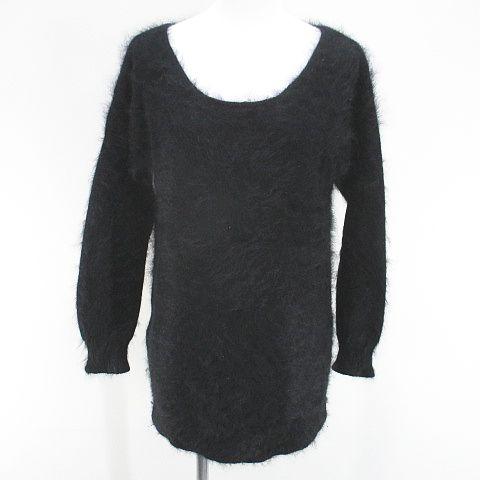 【中古】ロベルトコリーナ ROBERTO COLLINA 長袖 ニット セーター 1 黒 ブラック イタリア製 スリット リブ アンゴラの通販は