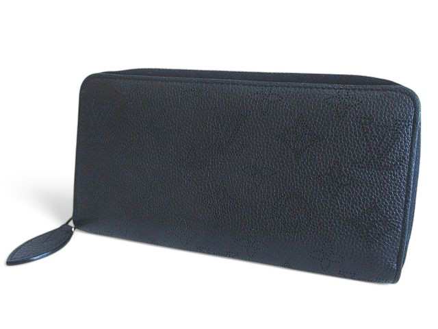 【中古】ルイヴィトン LOUIS VUITTON M61867 ラウンドファスナー 長財布 マヒナ ジッピー・ウォレット 黒系 ブラック の通販は