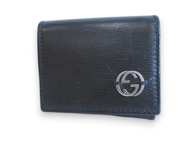 【中古】グッチ GUCCI インターロッキングG コインケース レザー 406653・2091 黒系 ブラック メンズ レディースの通販は