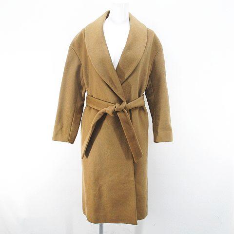 UNITED ARROWS】ガウンコート ノーカラーコート ウール ベルト付き