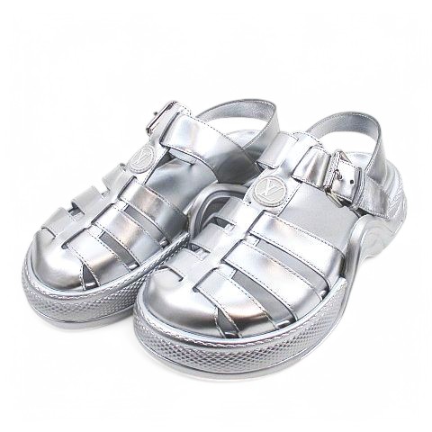 ヴィトン アークライト サンダル シルバー ヴィトン LVアークライトライン 22年 レザー サンダル 36 レディース