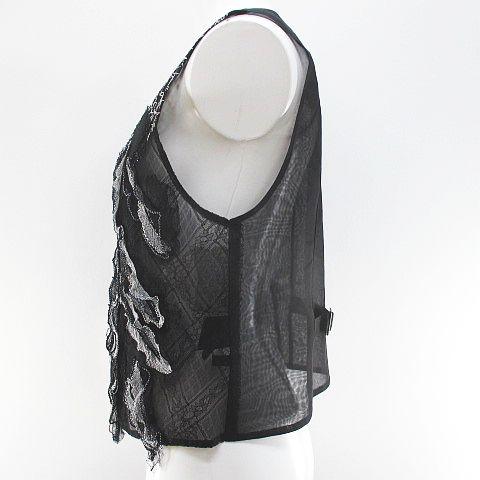 美品 alba インポートロッサ ハイビスカス刺繍 シアーカーディガン 44