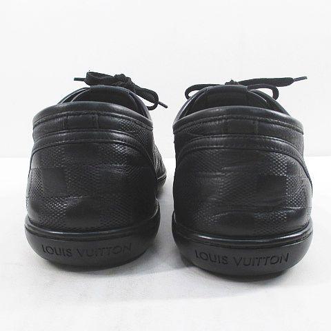 【中古】ルイヴィトン LOUIS VUITTON ダミエ ローカットスニーカー 6.5 ブラック 黒系 レザー イタリア製 レディース 中古】ルイヴィトン LOUIS VUITTON ダミエ ローカットスニーカー 6.5