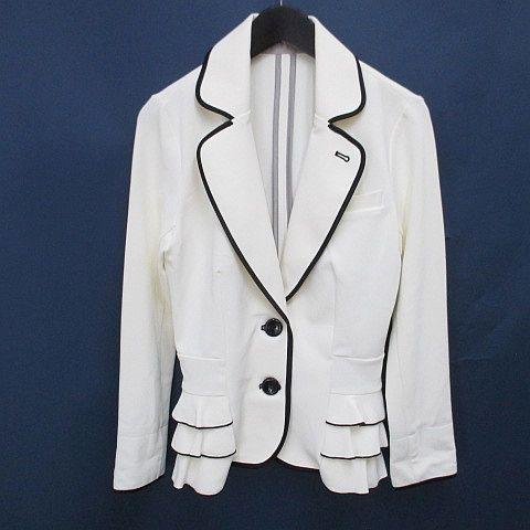 【中古】レジィーナロマンティコ ReginaRomantico セットアップ ジャケット 膝丈 フレアスカート ティアード 34 白