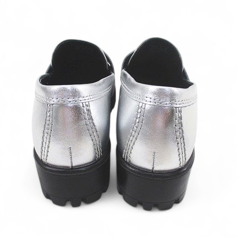 中古】ECCO エコー ローファー モッドトレイ 36 シルバー レザー