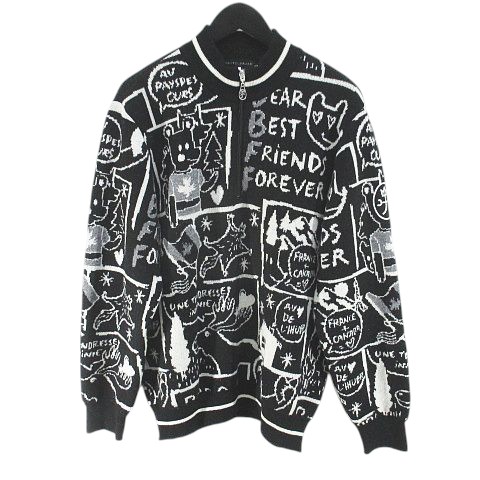 カステルバジャック デカロゴ ニット セーター ブラック 黒 XL 刺繍