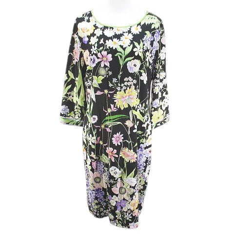 LEONARD 花柄 ひざ丈ワンピース LEONARD 花柄 半袖ひざ丈ワンピース