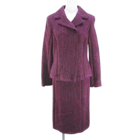 【中古】未使用品 アルベルタ フェレッティ セットアップ ツーピース ジャケット 膝丈 台形スカート 比翼 44 紫