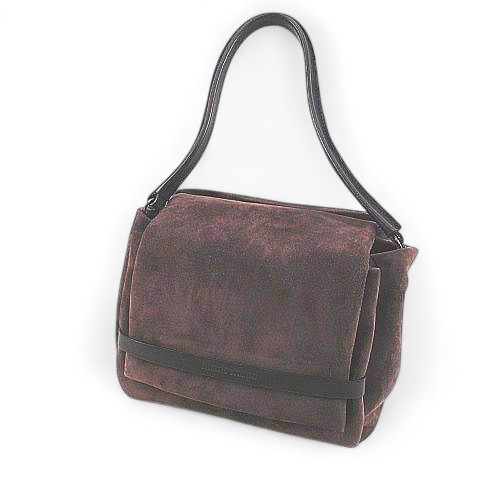【中古】ブルネロクチネリ BRUNELLO CUCINELLI セミショルダーバッグ モーヴブラウン スエード イタリア製 クッション