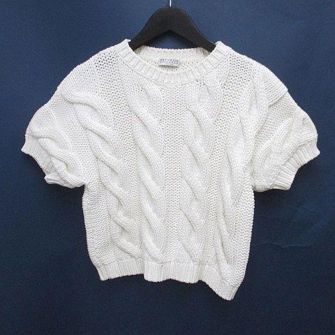 ブルネロクチネリ ブラウン リブ編み クルーネックセーター BRUNELLO