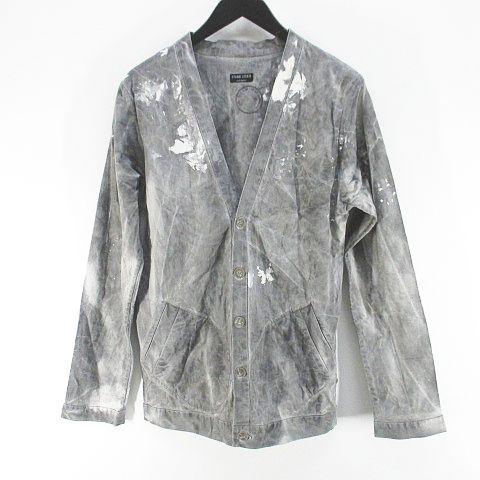 【中古】フランクリーダー FRANK LEDER タイダイ柄 長袖 カーディガン 14 灰系 グレー ドイツ製 ポケット メンズ
