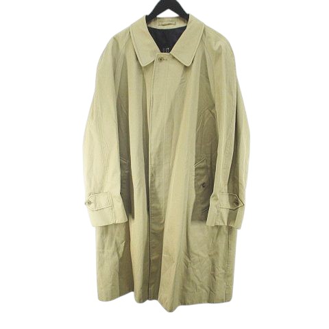 【中古】ダンヒル dunhill ステンカラーコート ロング丈 比翼 42 ベージュ系 イギリス製 ボタン ポケット 裏地 メンズ