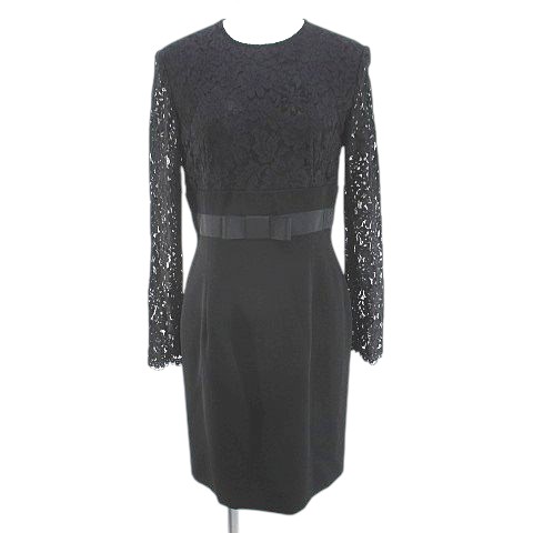 【中古】イヴサンローラン YVES SAINT LAURENT HAX96-520 膝上 ミニ タイトワンピース ワンピース 36 黒系 ブラック