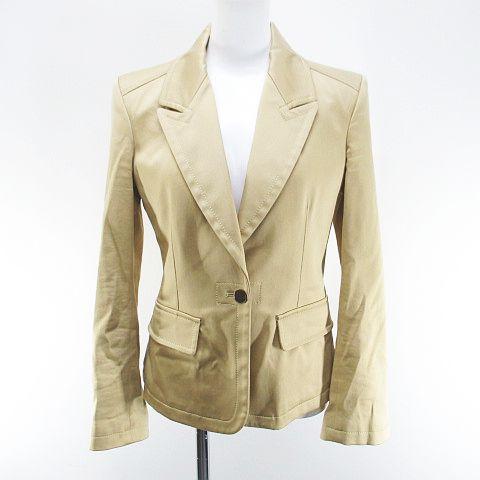 【中古】トムフォード TOM FORD GI2702 FAX615 ジャケット 38 ベージュ系 イタリア製 ポケット ボタン 裏地 無地 レディース