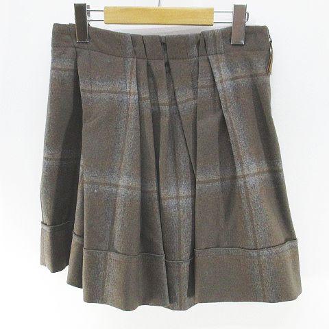 【中古】ブルネロクチネリ BRUNELLO CUCINELLI DB71719 チェック柄 プリーツ 膝上 ミニ フレアスカート スカート 38