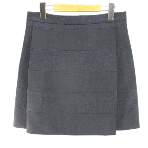 【中古】ブルネロクチネリ BRUNELLO CUCINELLI DT7217102 ボーダー 膝上 ミニ 台形スカート 40 グレー イタリア製 毛