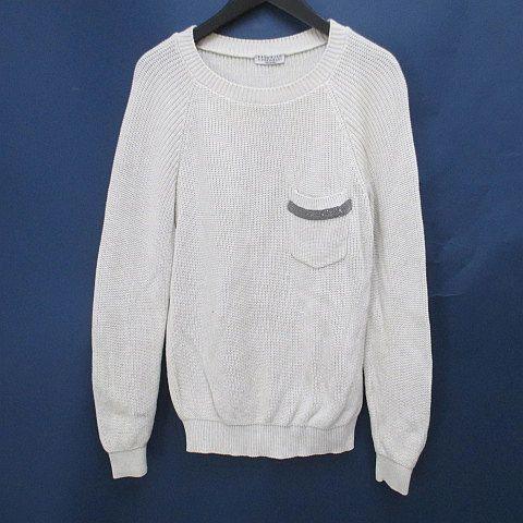 【中古】ブルネロクチネリ BRUNELLO CUCINELLI 長袖 ニット セーター モニーレ装飾 XS 白系 オフホワイト イタリア製