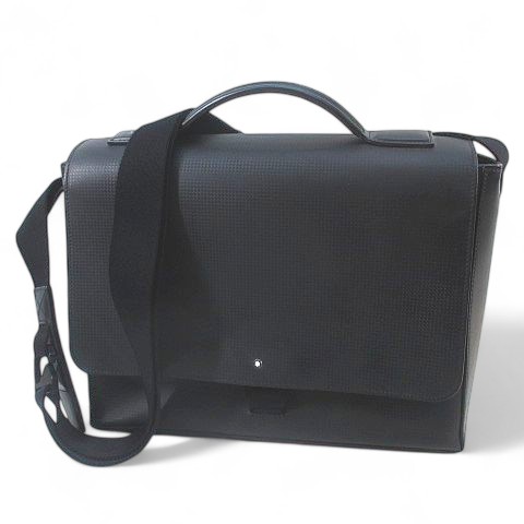 【中古】モンブラン MONT BLANC ショルダーバッグ ビジネスバッグ クロスボディ 斜めがけ ブラック 黒系  メンズ