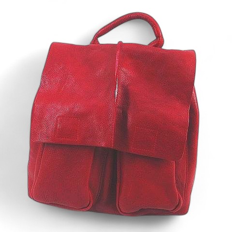 【中古】SUN REMY サンレミー リュックサック バックパック レッド 赤  レザー  レディース