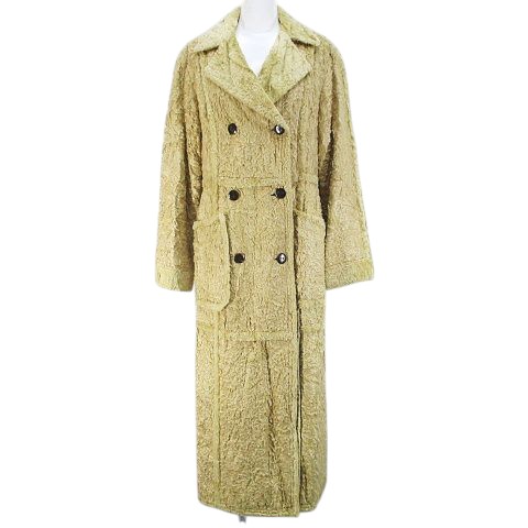 【中古】リツコ シラハマ RITSUKO SHIRAHAMA チェスターコート ロング丈 1 ベージュ ダブルボタン ファー 裏地
