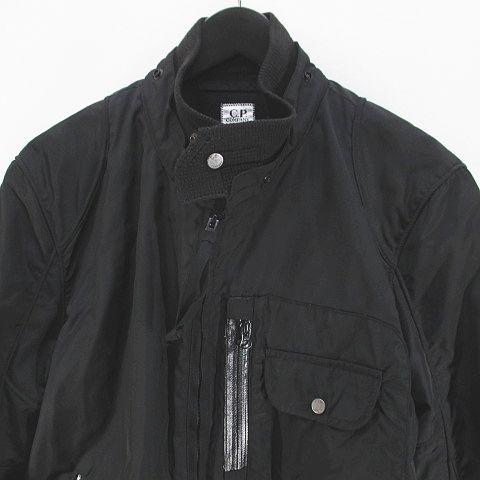 【中古】シーピーカンパニー C.P.COMPANY ジャケット 50 黒系 ブラック ジップアップ ポケット 毛 ウール 無地 メンズ