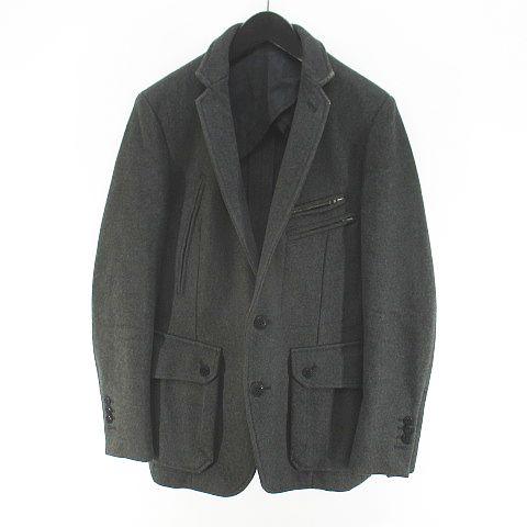 【中古】ユニティー unity テーラード ジャケット 背抜き 灰系 グレー イタリア製 毛 ウール 無地 メンズ