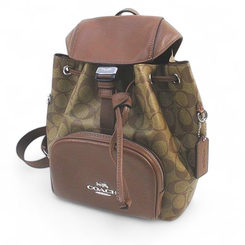 【中古】コーチ COACH CR130 リュックサック シグネチャー  ブラウン 茶系 レザー  レディース