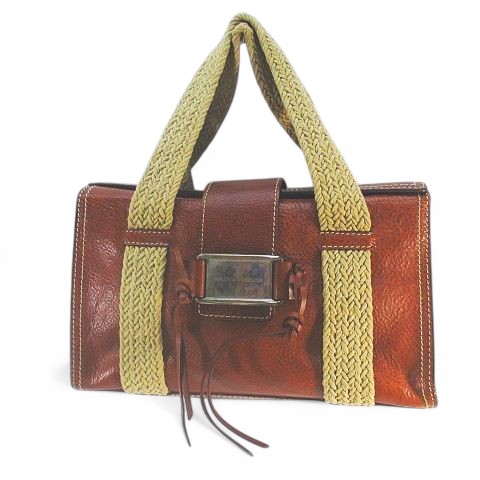 【中古】ドルチェ&ガッバーナ ドルガバ DOLCE&GABBANA トートバッグ シルバー金具 ブラウン 茶系 レザー イタリア製