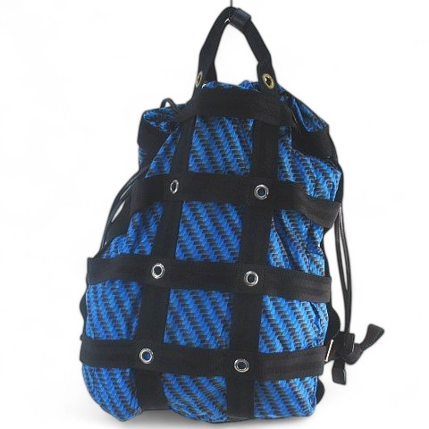 【中古】ダンヒル dunhill RADIALL ラディアル MK2 2WAY トート バックパック リュック 幾何学模様 ハトメ ブルー イタリア製 メンズ