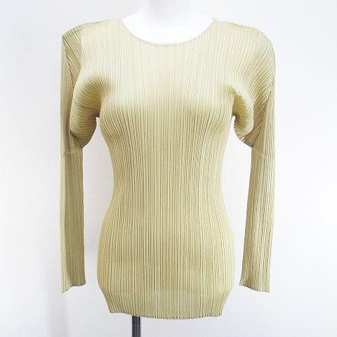 【中古】プリーツプリーズ PLEATS PLEASE イッセイミヤケ PP04-JK602 長袖 カットソー プリーツ 3 ベージュ系 日本製