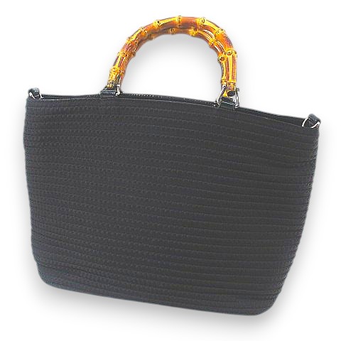 【中古】グッチ GUCCI トートバッグ 000 1998 0540 バンブーバッグ ハンドバッグ ブラック 黒系 キャンバス レザー