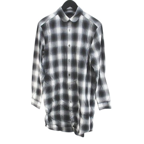 【中古】コムデギャルソン COMME des GARCONS EF-B029 AD2010 チェック柄 長袖 シャツ ミディアム丈 S 灰系 グレー 日本製 メンズ