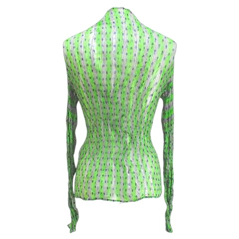 【中古】イッセイミヤケ ISSEY MIYAKE FETE IF44FJ778 ストライプ柄 水玉 ドット 長袖 カットソー プリーツ 3 中古】イッセイミヤケ ISSEY MIYAKE FETE IF44FJ778 ストライプ柄 水玉