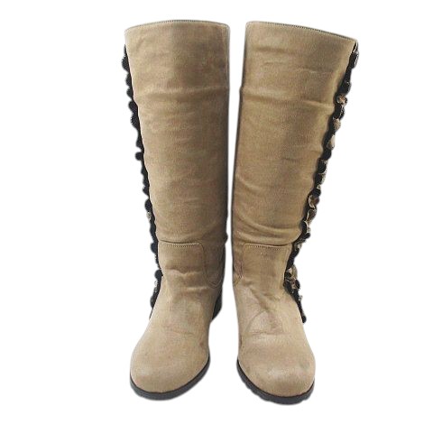 中古】ピンクハウス PINK HOUSE ロングブーツ フェイクレザーフリル