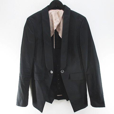 【中古】ダブルスタンダードクロージングヒム D/him. ジレ付 タキシード ジャケット 46 紺系 無地 テーラード 背抜き