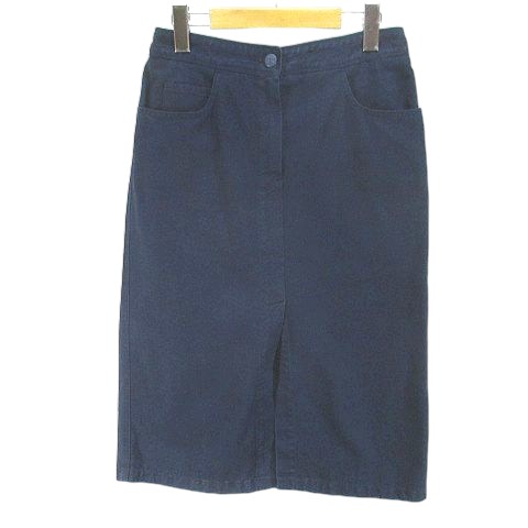 【中古】シャネル CHANEL 03P P21358V12201 AJ421 膝丈 タイトスカート スカート 38 紺系 ネイビー イタリア製 スリット 無地 レディース