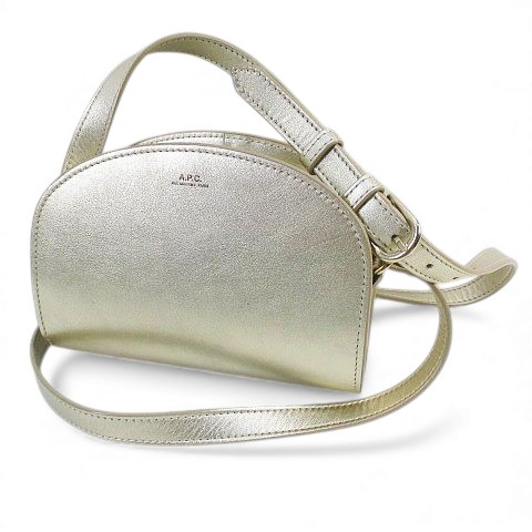 【中古】アーペーセー A.P.C. ショルダーバッグ ポシェット  ハーフムーン ロゴ ゴールド系 レザー  レディース