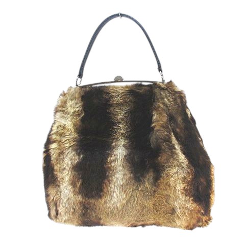 【中古】ドルチェ&ガッバーナ ドルガバ DOLCE&GABBANA ハンドバッグ ファーバッグ ブラウン 茶系  レディース